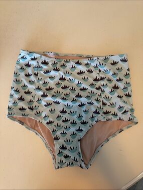 Kortni Jeane Mint and Black High-Waist Bikini Bottoms